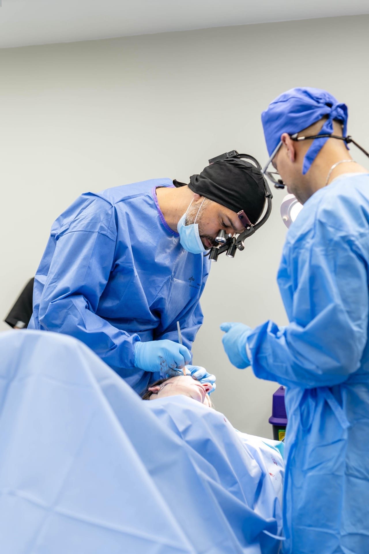 A surgical team working together